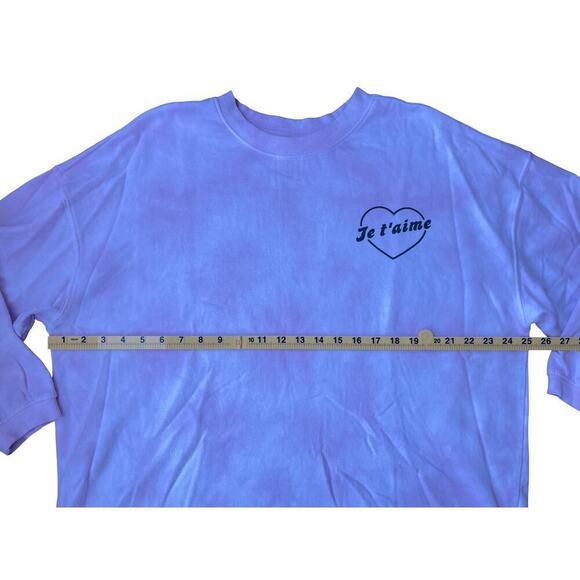 Mighty Fine Pink Tie-Dye “Je T’aime” Heart Graphic Oversized Sweatshirt - Medium - Picture 6 of 10
